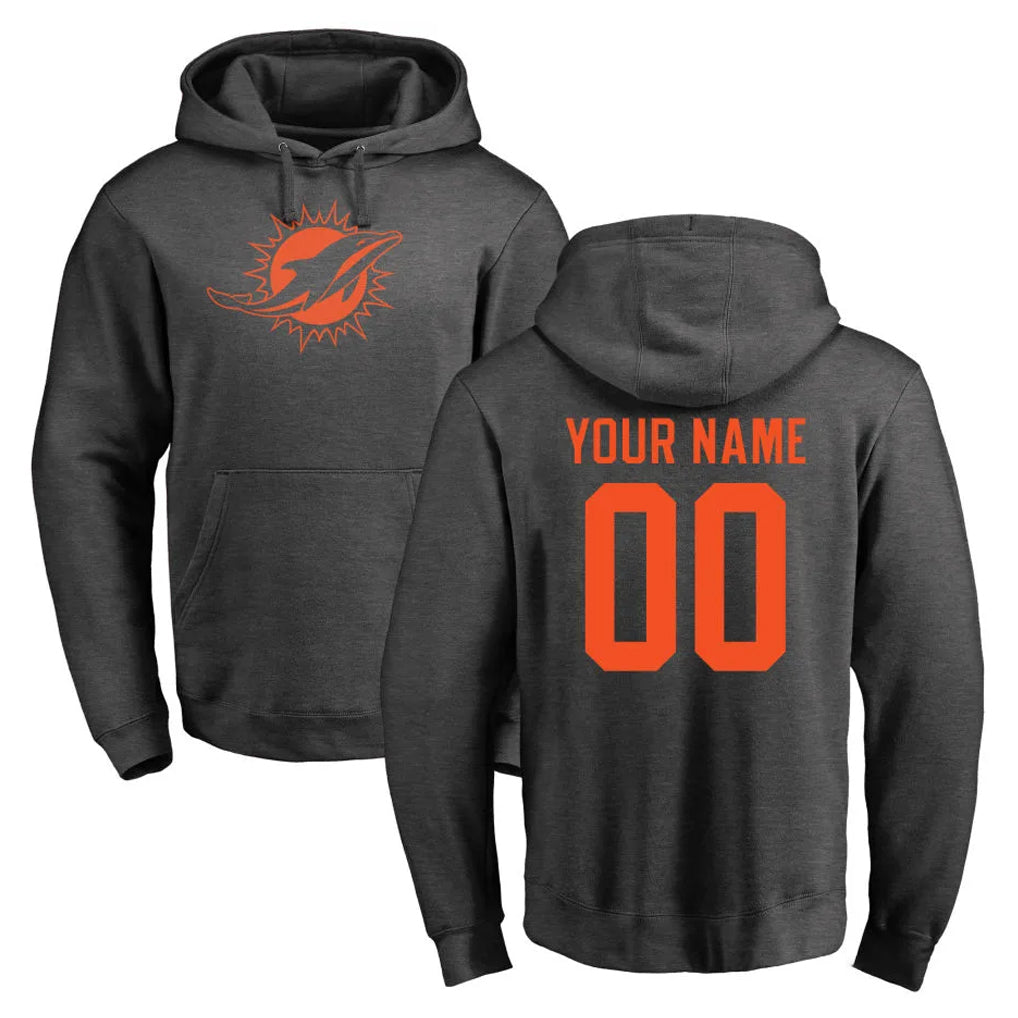 Custom M.Dolphins Darkgray Pullover Hoodies Limited Any Name & Numbers CBdoa Stitched Jerseys