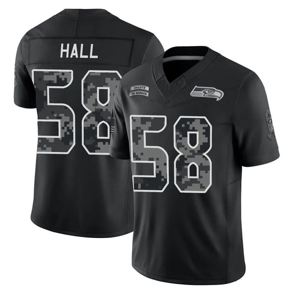 S.Seahawks #58 Derick Hall Player Black Limited 2026 Salute to Service Home Game CBdoa Stitched Jerseys