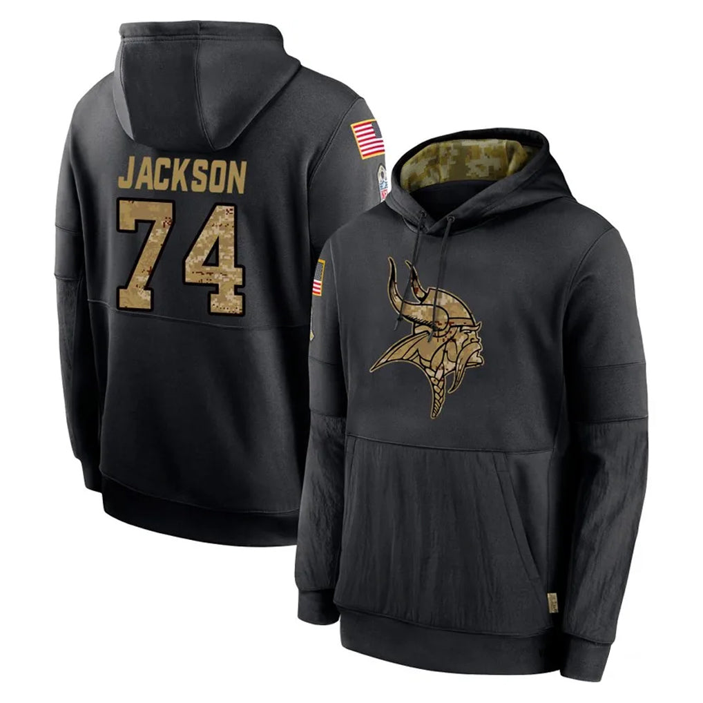 MN.Vikings #74 Donovan Jackson Player Black Salute to Service Hoodies Limited Game CBdoa Stitched Jerseys