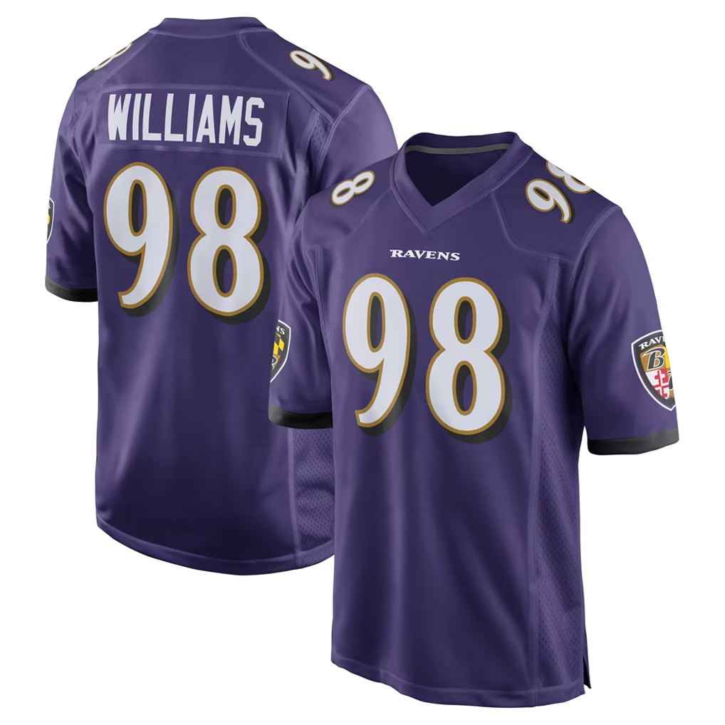 B.Ravens #98 Travis Jones Player Purple Home Game CBdoa Stitched Jerseys