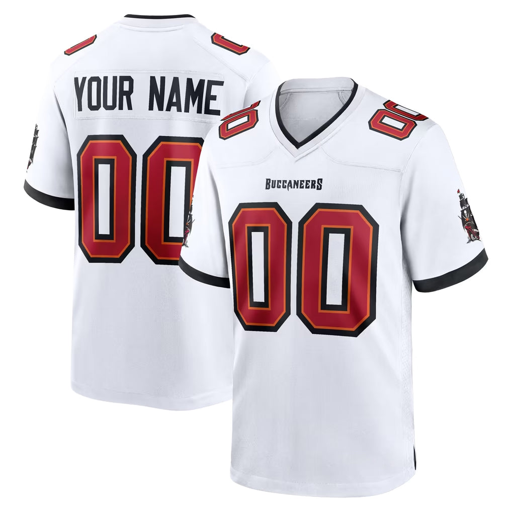 Custom TB.Buccaneers White Home Game Any Name & Numbers CBdoa Stitched Jerseys