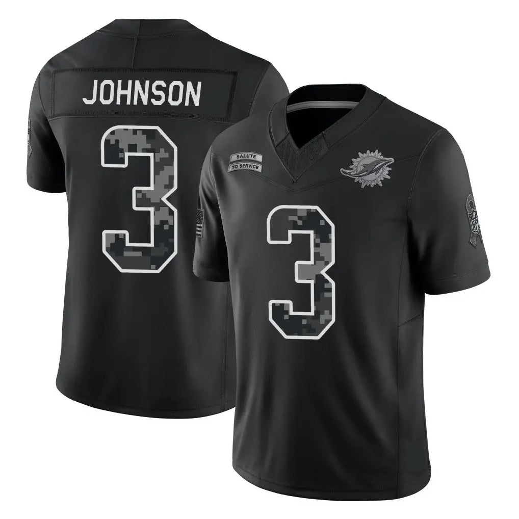 M.Dolphins #3 Chris Johnson Player Black Limited 2026 Salute to Service Home Game CBdoa Stitched Jerseys