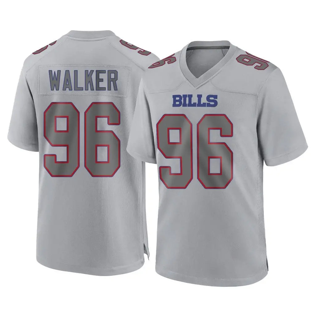 B.Bills #96 Deone Walker Player Gray Home Game CBdoa Stitched Jerseys
