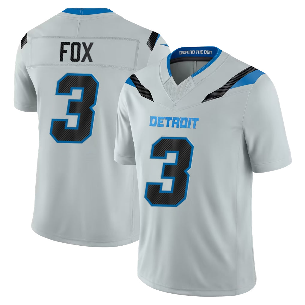 D.Lions #3 Jack Fox Player Silver Limited 2026 Rivalries Collection Home Game CBdoa Stitched Jerseys