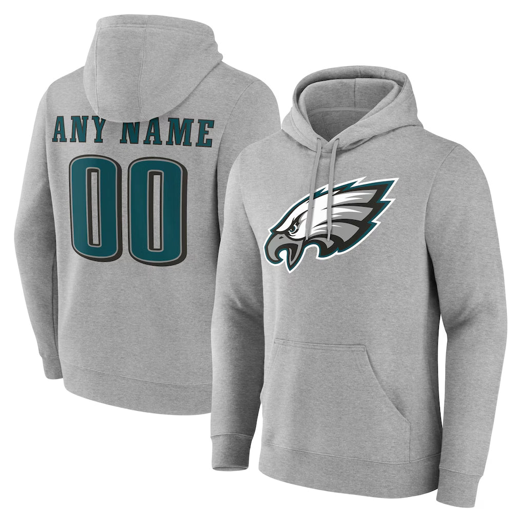 Custom P.Eagles Gray LOGO Pullover Hoodies Home Game Any Name & Numbers CBdoa Stitched Jerseys
