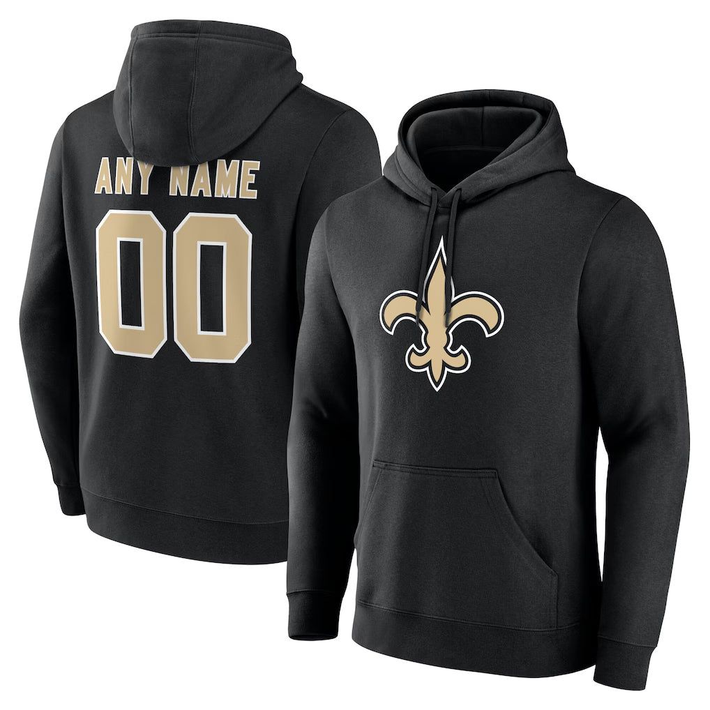 Custom NO.Saints Black Pullover Hoodies Limited Any Name & Numbers CBdoa Stitched Jerseys