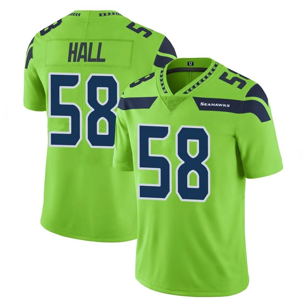 S.Seahawks #58 Derick Hall Player Green Limited Color Rush Home Game CBdoa Stitched Jerseys