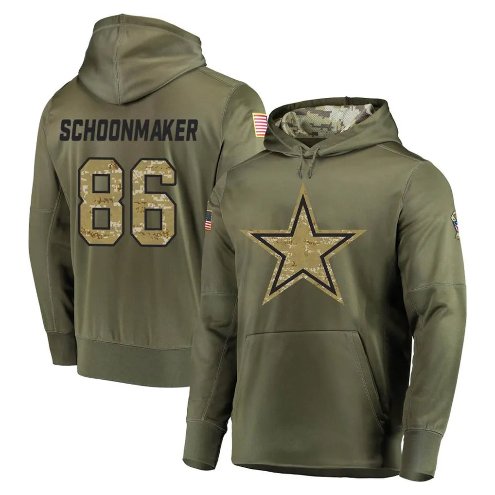 D.Cowboys #86 Luke Schoonmaker Player Olive Salute to Service Pullover Hoodies Home Game CBdoa Stitched Jerseys