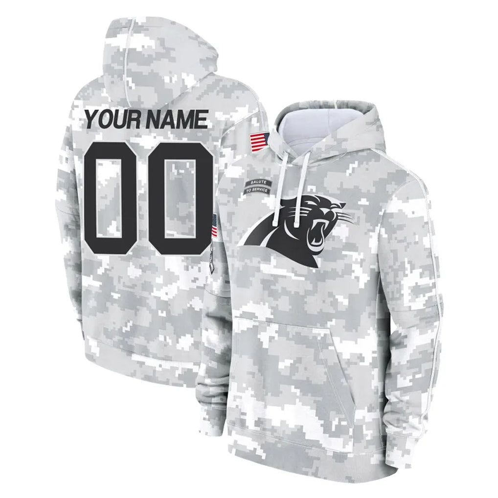 Custom C.Panthers Arctic Camo Salute to Service Pullover Hoodies Any Name & Numbers CBdoa Stitched Jerseys