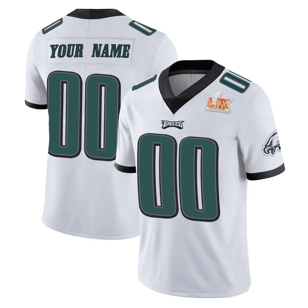 Custom P.Eagles White Limited Vapor Untouchable Super Bowl LIX Home Game Any Name & Numbers CBdoa Stitched Jerseys