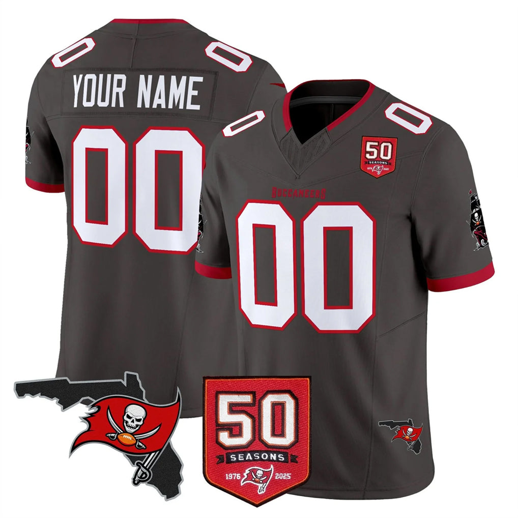 Custom TB.Buccaneers Pewter Limited 2026 Season Vapor F.U.S.E. Home Game Any Name & Numbers CBdoa Stitched Jerseys