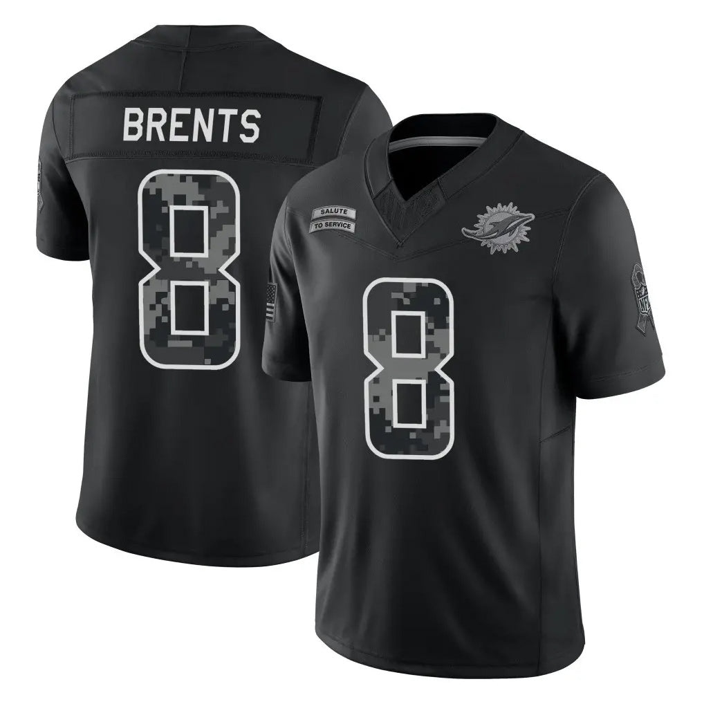 M.Dolphins #8 JuJu Brents Player Black Limited 2026 Salute to Service Home Game CBdoa Stitched Jerseys