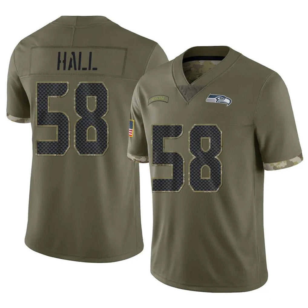 S.Seahawks #58 Derick Hall Player Olive Limited Salute To Service Home Game CBdoa Stitched Jerseys
