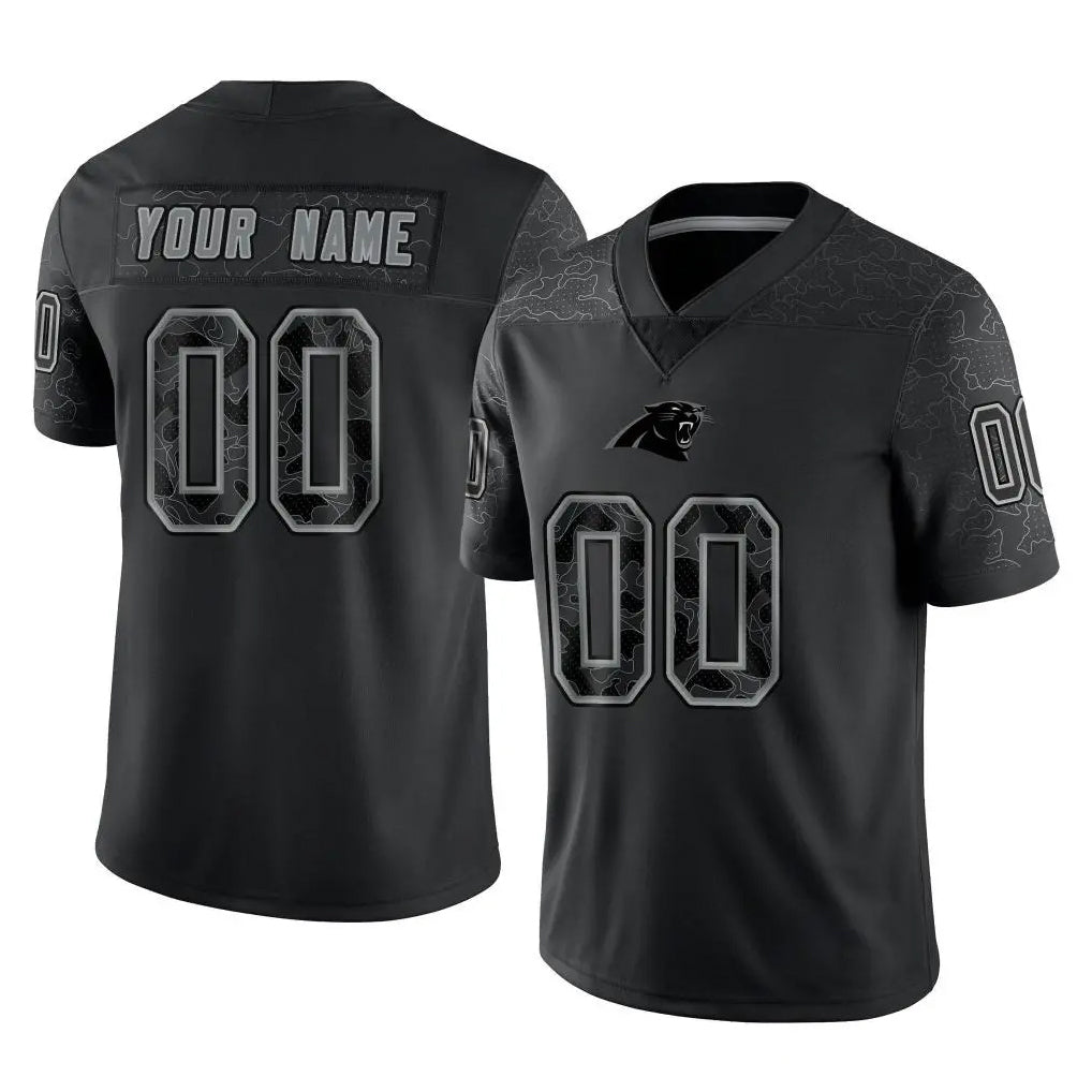 Custom C.Panthers Black Limited Reflective Game Any Name & Numbers CBdoa Stitched Jerseys