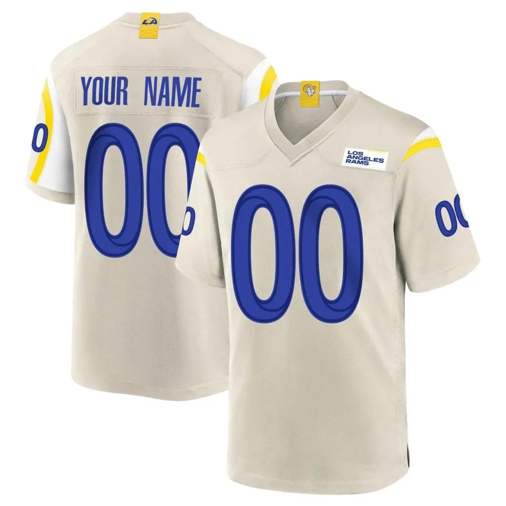 Custom LA.Rams Bone Home Game Any Name & Numbers CBdoa Stitched Jerseys