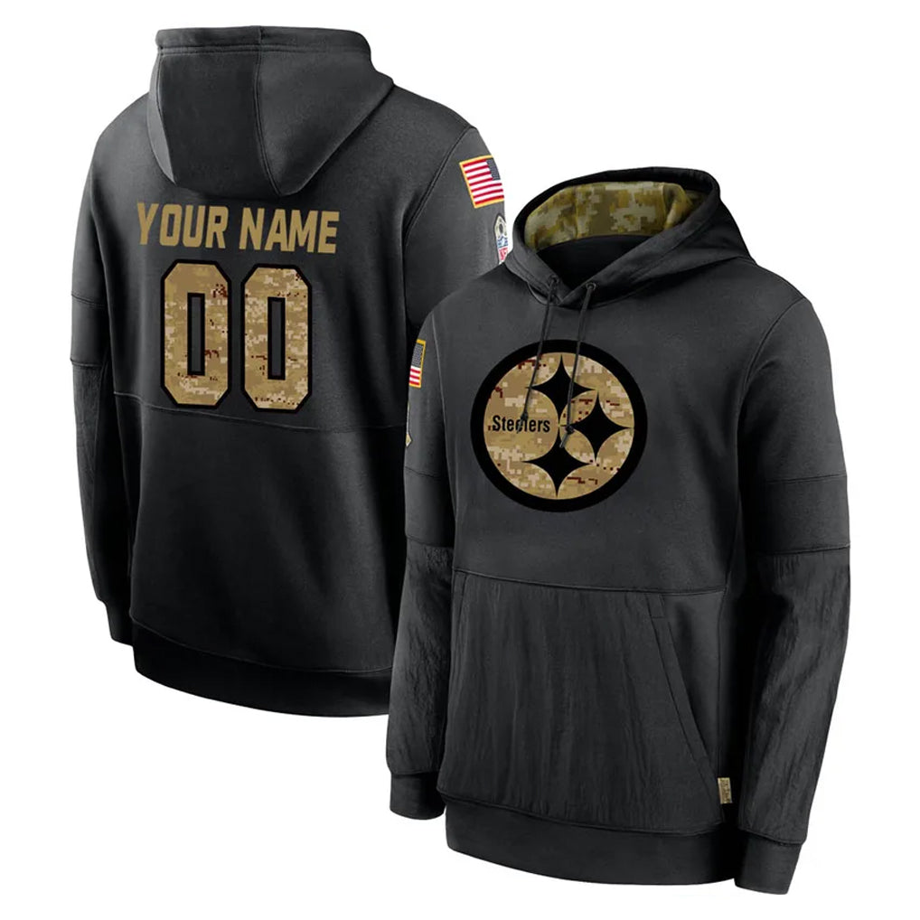 Custom P.Steelers Black Salute to Service Hoodies Limited Game Any Name & Numbers CBdoa Stitched Jerseys
