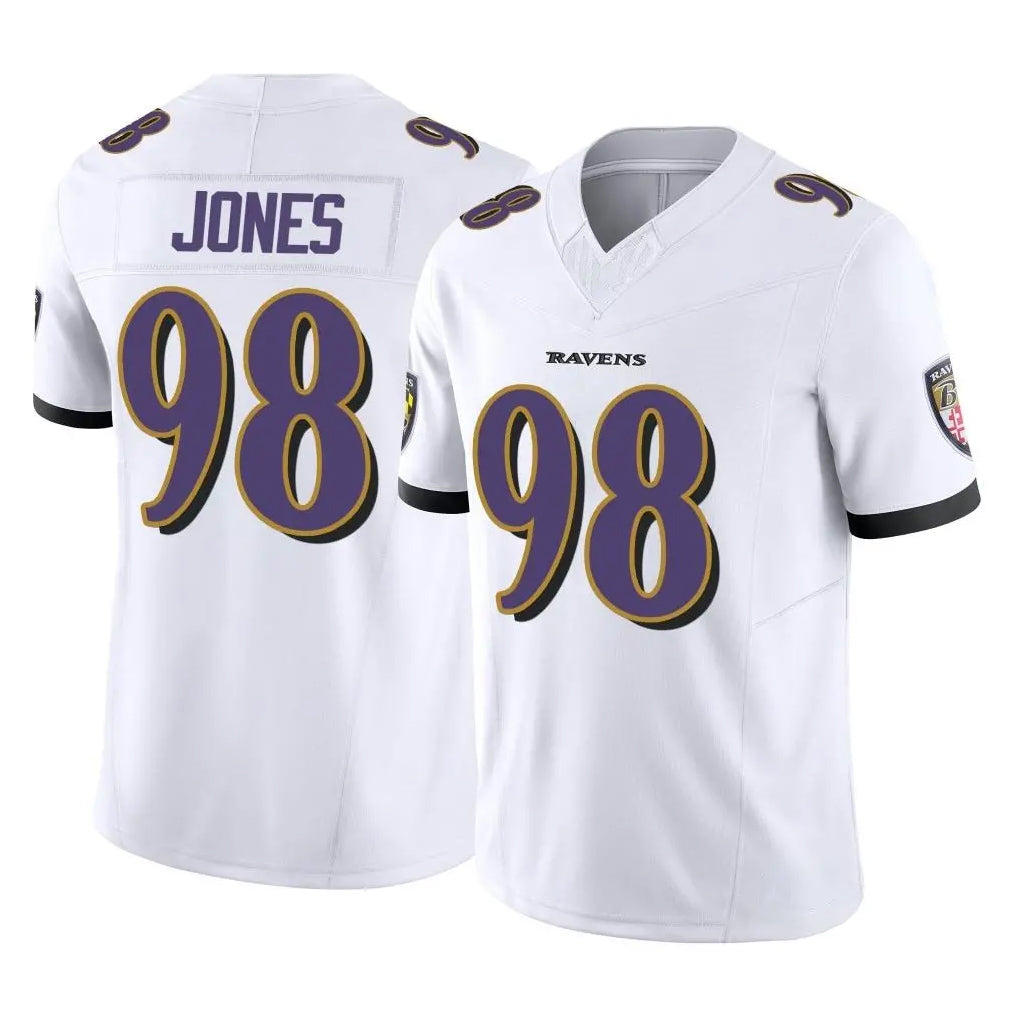 B.Ravens #98 Travis Jones Player White Vapor F.U.S.E. Limited Home Game CBdoa Stitched Jerseys