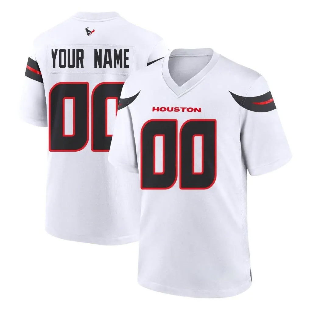 Custom H.Texans White Home Game Any Name & Numbers CBdoa Stitched Jerseys