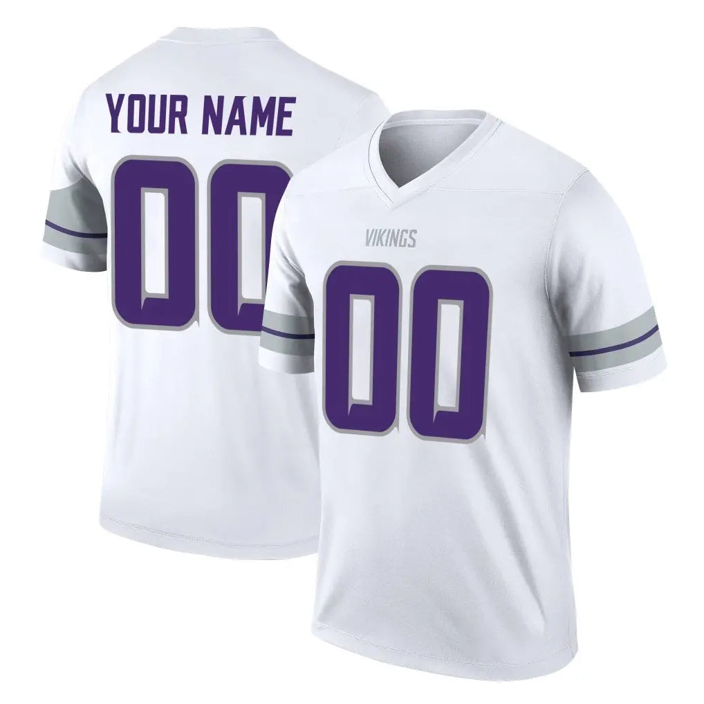 Custom M.Vikings White Alternate Legend Home Game Any Name & Numbers CBdoa Stitched Jerseys