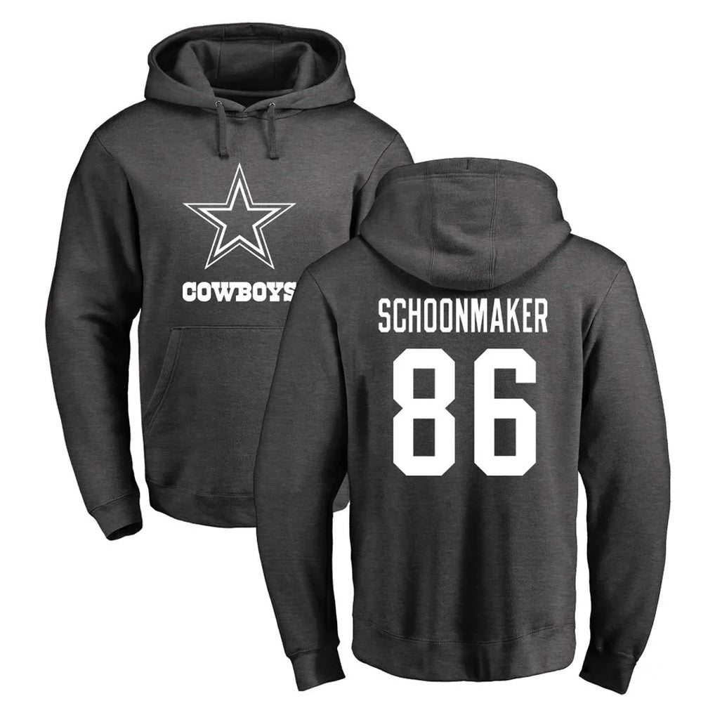 D.Cowboys #86 Luke Schoonmaker Player Ash One Color Pullover Hoodie Limited CBdoa Stitched Jerseys