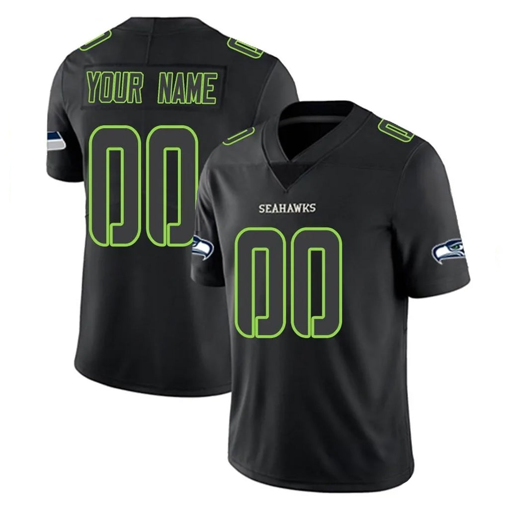 Custom S.Seahawks Black Impact Limited Home Game Any Name & Numbers CBdoa Stitched Jerseys