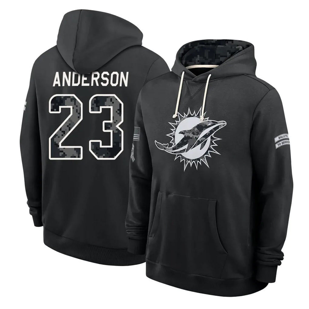M.Dolphins #23 Zayne Anderson Player 2026 Black Logo Pullover Hoodies Limited Game CBdoa Stitched Jerseys