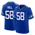 S.Seahawks #58 Derick Hall Player Royal Throwback Home Game CBdoa Stitched Jerseys