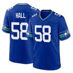 S.Seahawks #58 Derick Hall Player Royal Throwback Home Game CBdoa Stitched Jerseys