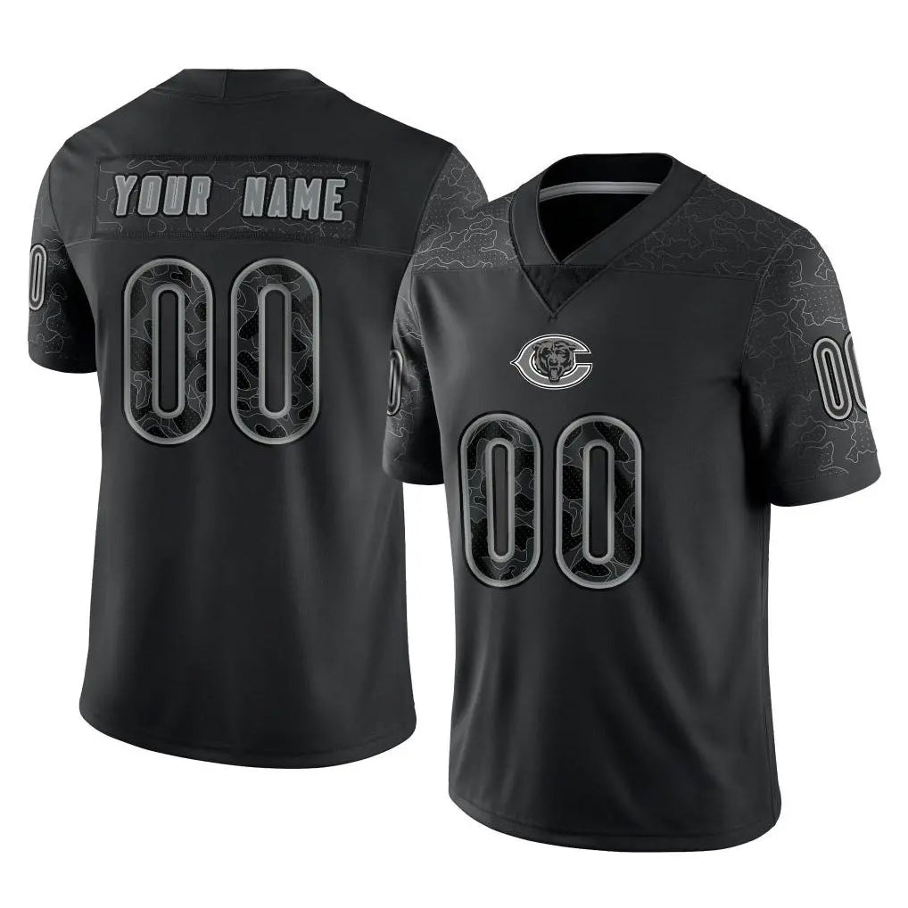 Custom C.Bears Black REFLECTIVE Limited Game Any Name & Numbers CBdoa Stitched Jerseys