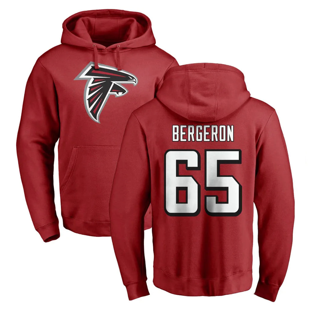 A.Falcons #65 Matthew Bergeron Player Red Pullover Hoodies Home Game CBdoa Stitched Jerseys