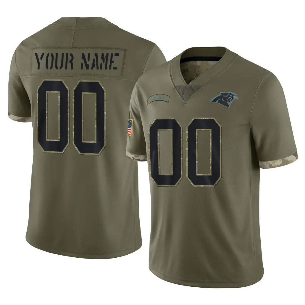 Custom C.Panthers Olive Salute to Service Game Any Name & Numbers CBdoa Stitched Jerseys