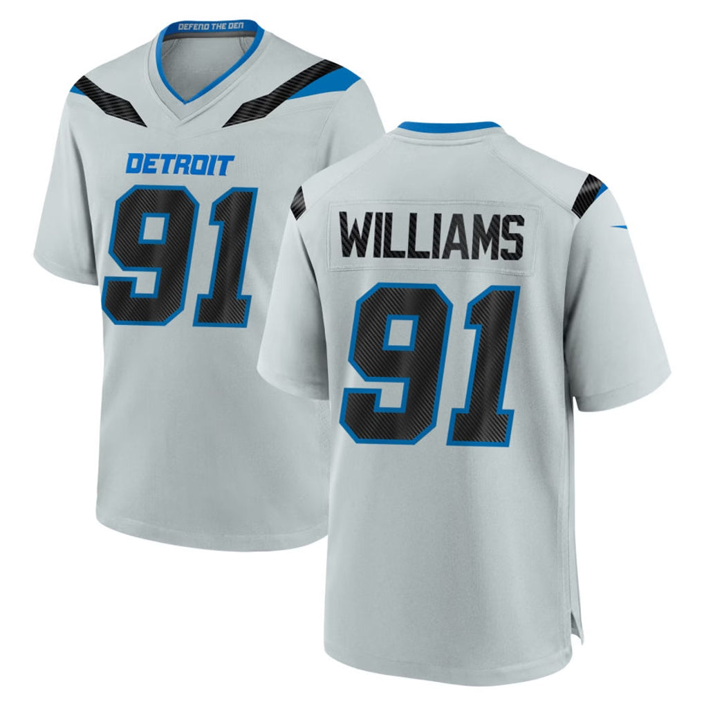 D.Lions #91 Tyleik Williams Player Silver 2026 Rivalries Collection Home Game CBdoa Stitched Jerseys