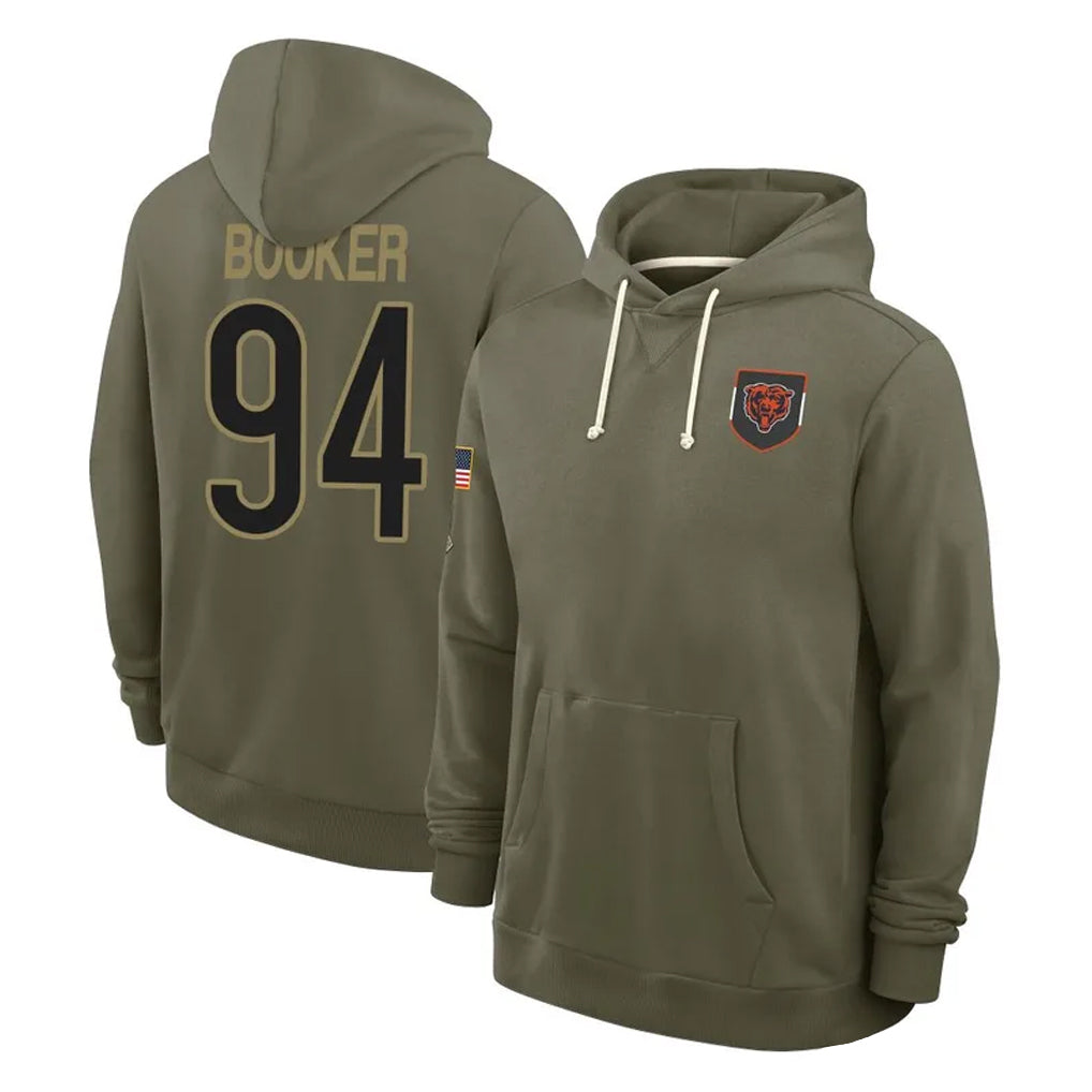 C.Bears #94 Austin Booker Player Olive Salute to Service Pullover Hoodies Limited CBdoa Stitched Jerseys