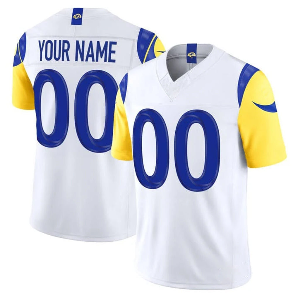 Custom LA.Rams White Vapor F.U.S.E. Limited Home Game Any Name & Numbers CBdoa Stitched Jerseys