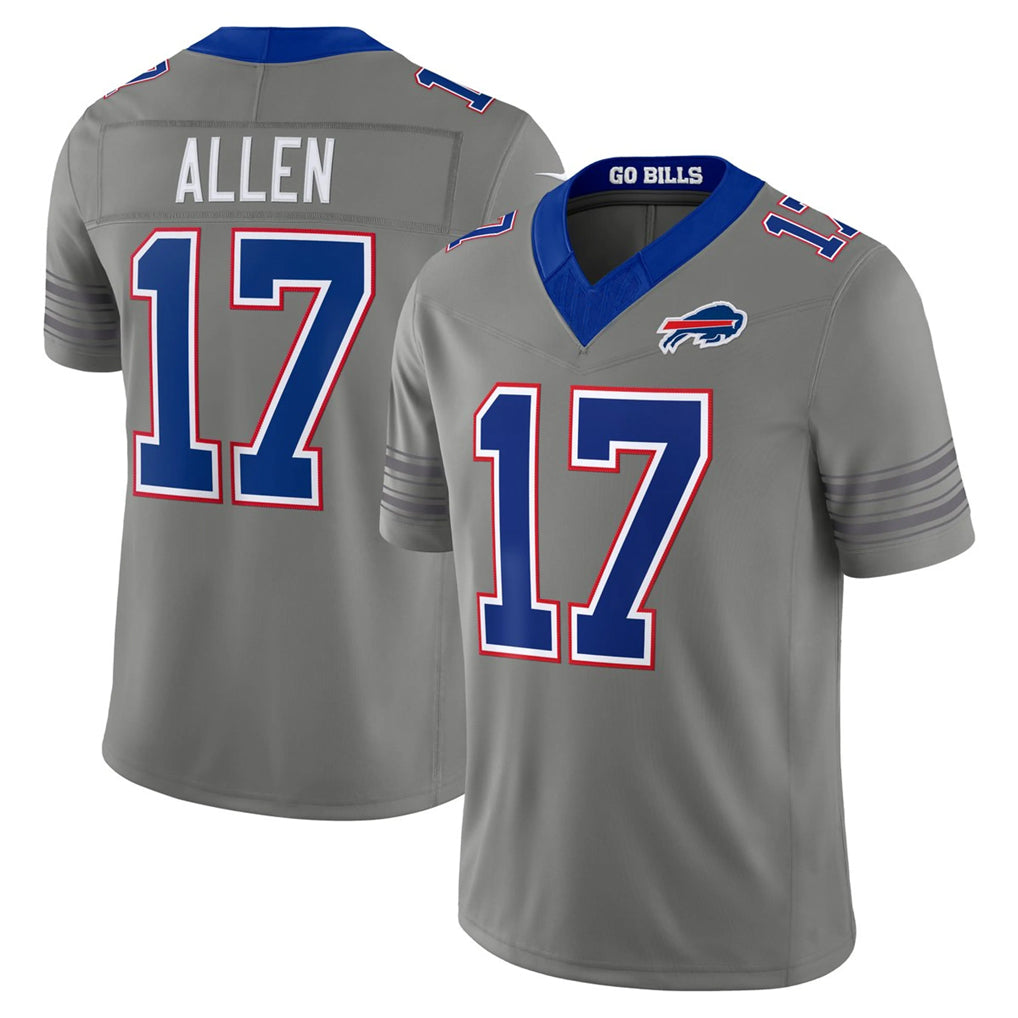 B.Bills #17 Josh Allen Player Gray Nickel City Limited Home Game CBdoa Stitched Jerseys