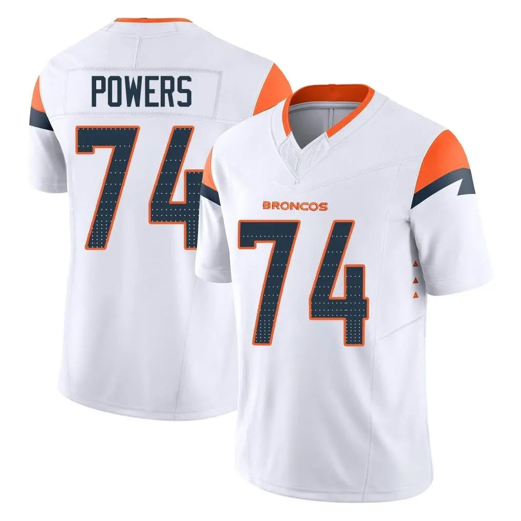 D.Broncos #74 Ben Powers Player White Limited Vapor F.U.S.E. Home Game CBdoa Stitched Jerseys