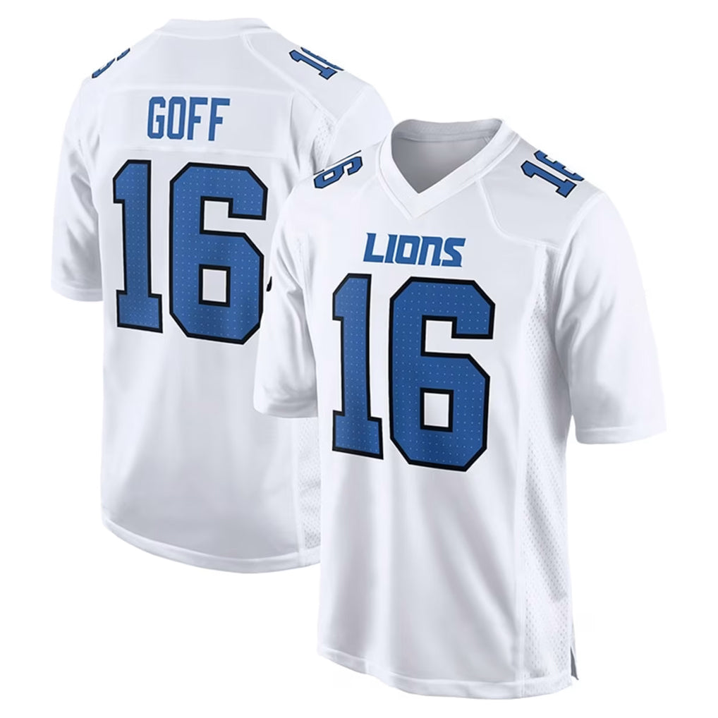 D.Lions #16 Jared Goff Player White Fashion Home Game CBdoa Stitched Jerseys