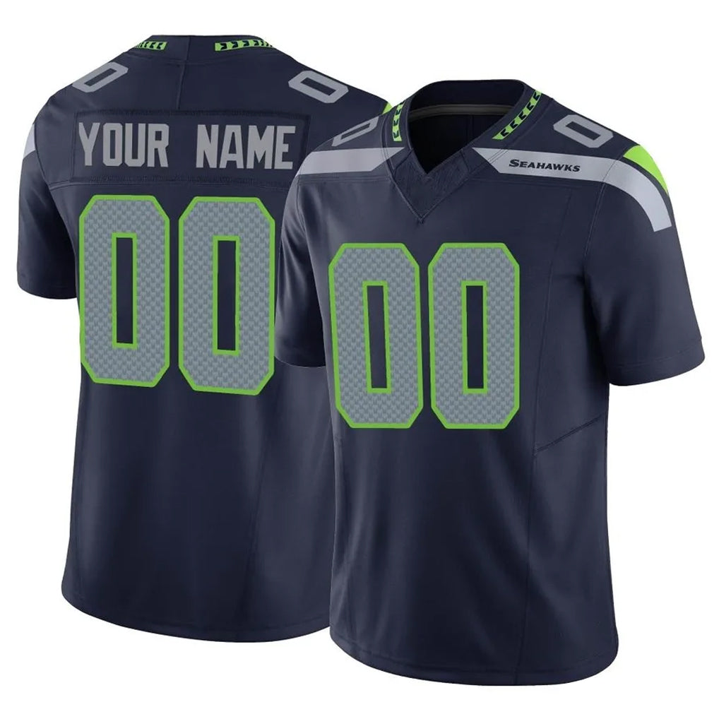 Custom S.Seahawks Navy Limited Vapor F.U.S.E. Home Game Any Name & Numbers CBdoa Stitched Jerseys