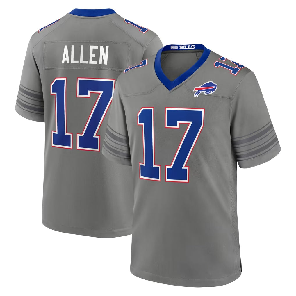 B.Bills #17 Josh Allen Player Gray Nickel City Home Game CBdoa Stitched Jerseys