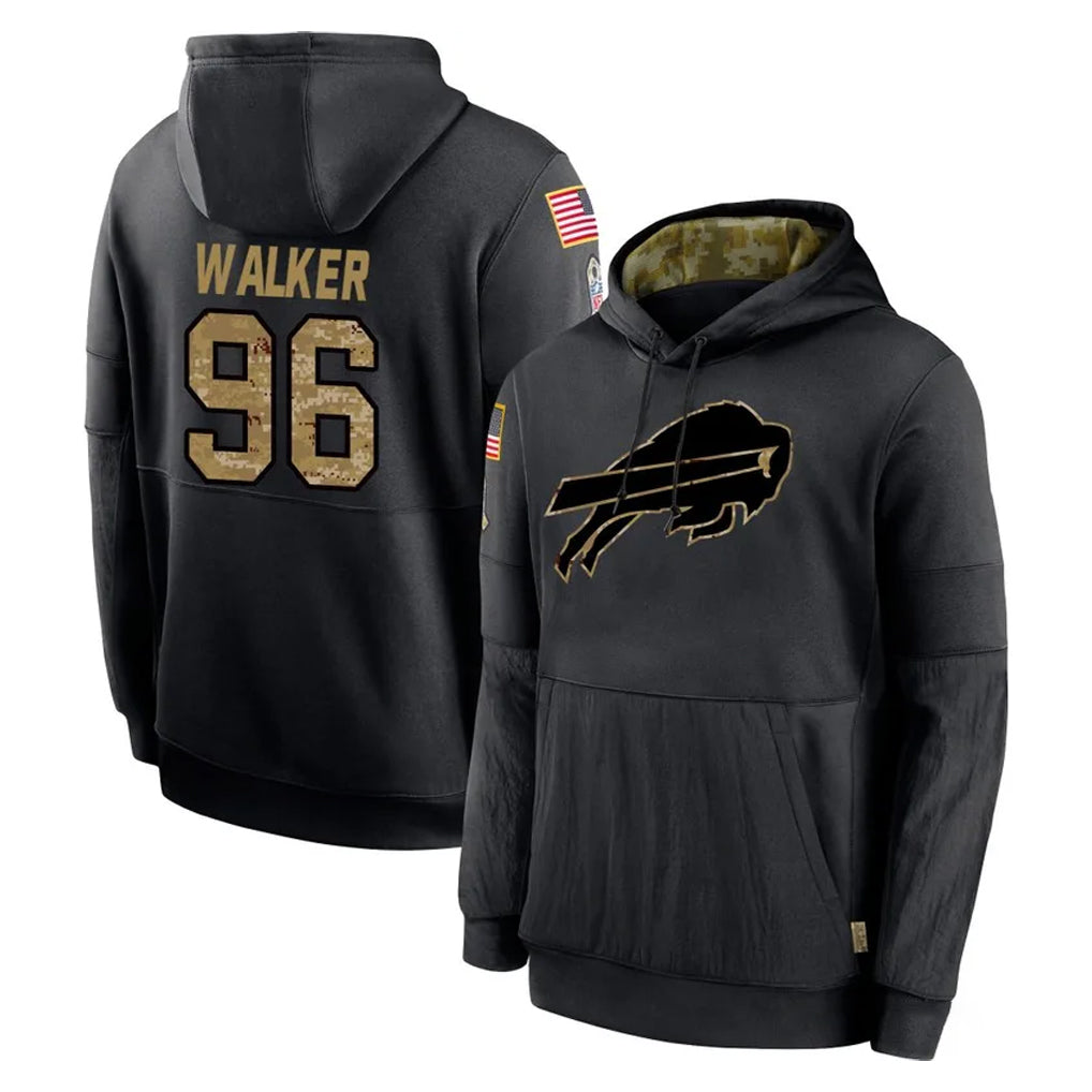 B.Bills #96 Deone Walker Player Black Salute to Service Hoodies CBdoa Stitched Jersey