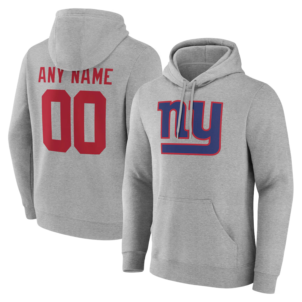Custom NY.Giants Gray Pullover Hoodies Limited Game Any Name & Numbers CBdoa Stitched Jerseys