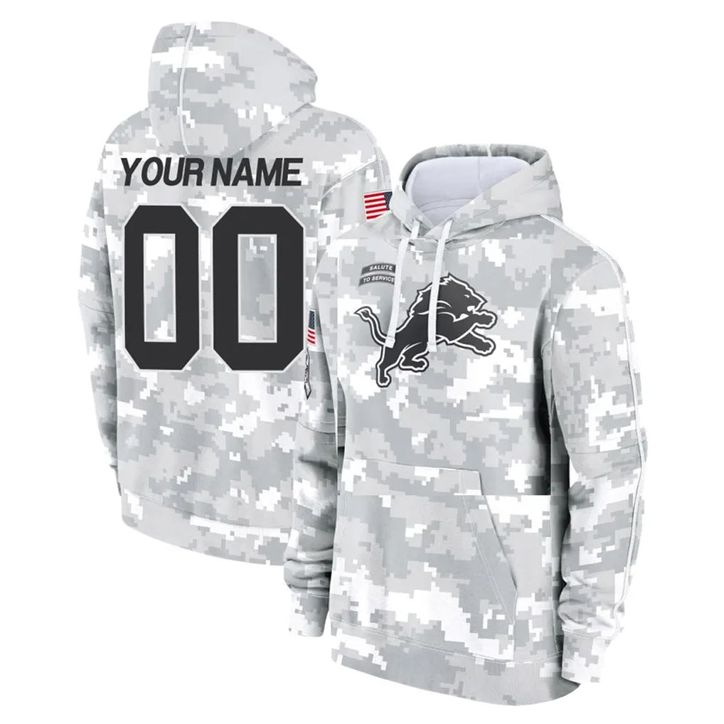 Custom D.Lions Arctic Camo Salute to Service Hoodies Limited Game Any Name & Numbers CBdoa Stitched Jerseys