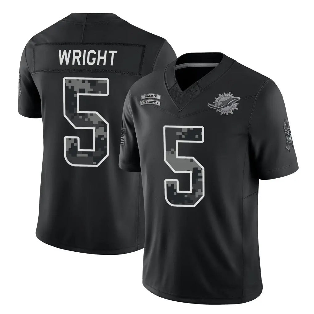 M.Dolphins #5 Jaylen Wright Player Black Limited 2026 Salute to Service Home Game CBdoa Stitched Jerseys