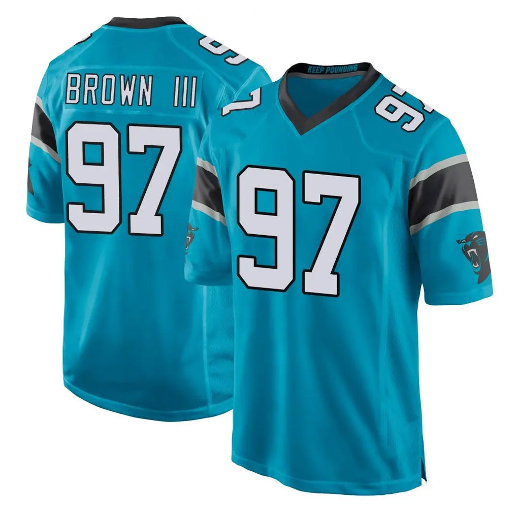C.Panthers #97 Bobby Brown III Player Blue Game CBdoa Stitched Jerseys