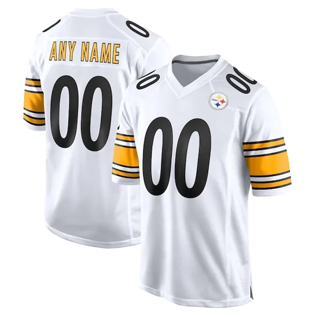 Custom P.Steelers White Home Game Any Name & Numbers CBdoa Stitched Jerseys