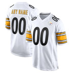 Custom P.Steelers White Home Game Any Name & Numbers CBdoa Stitched Jerseys