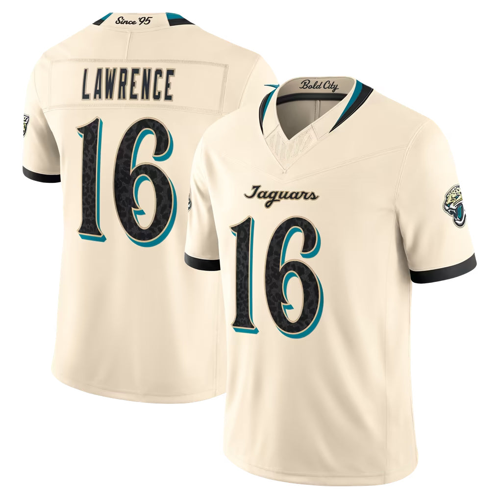 J.Jaguars #16 Trevor Lawrence Player Natural Limited 2026 Rivalries Collection Game CBdoa Stitched Jerseys