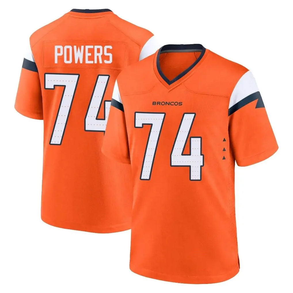 D.Broncos #74 Ben Powers Player Orange Home Game CBdoa Stitched Jerseys