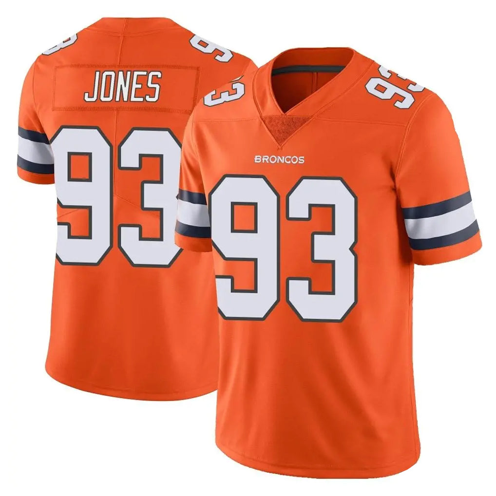 D.Broncos #93 D.J. Jones Player Orange Vapor Untouchable Limited Home Game CBdoa Stitched Jerseys