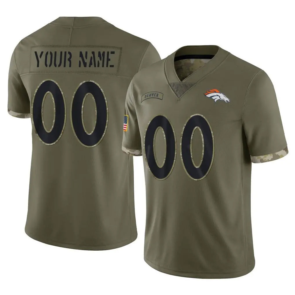 Custom D.Broncos Olive Salute To Service Limited Any Name & Numbers CBdoa Stitched Jerseys